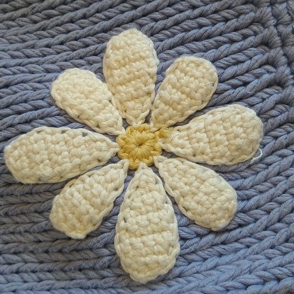 Periwinkle 3D Daisy 100% Cotton Knit Cardigan Sweater - Picture 10 of 16